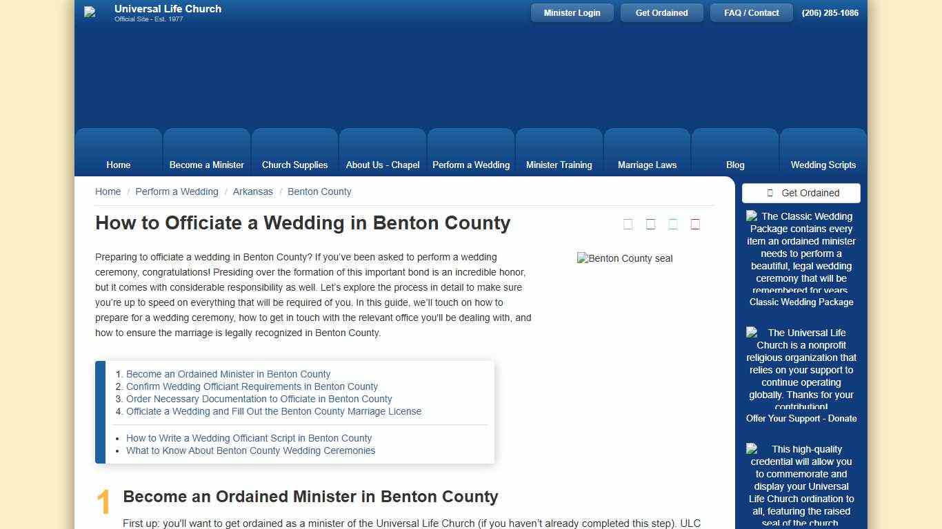 How to Officiate a Wedding in Benton County - Universal Life Church